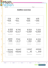  Addition of 3 4 and 5 digit numbers